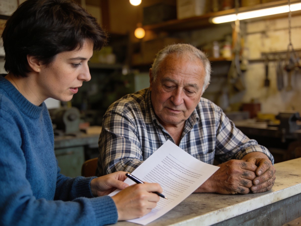 Consulente SICUREA che affianca il titolare di un'azienda nella lettura del piano di miglioramento