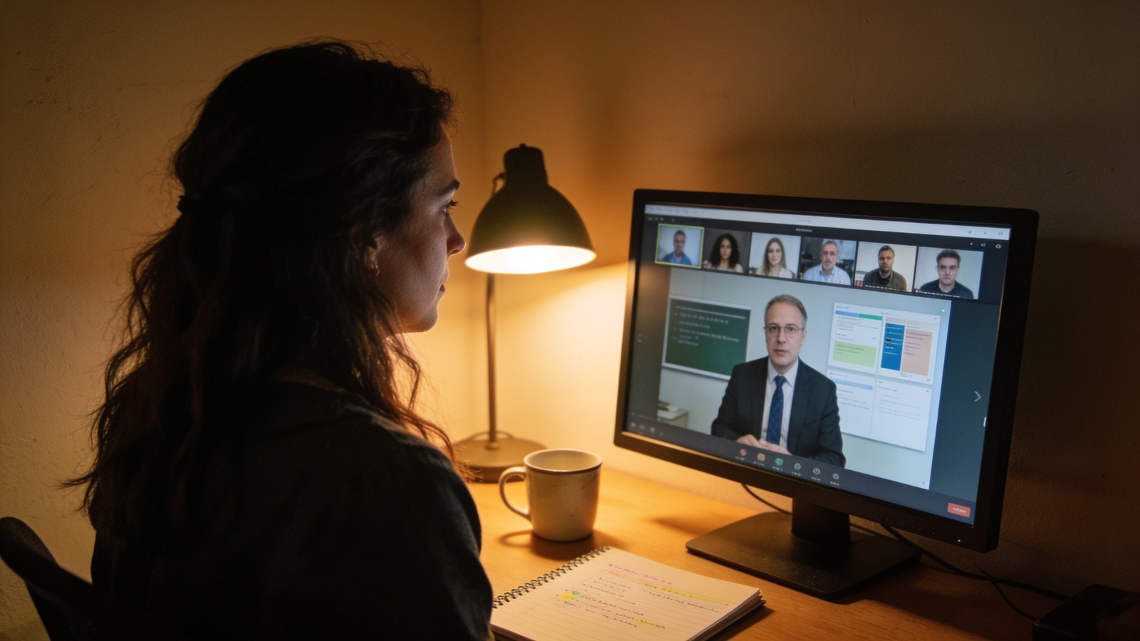 Corso di sicurezza erogato in videoconferenza, con docente collegato e partecipanti in azienda