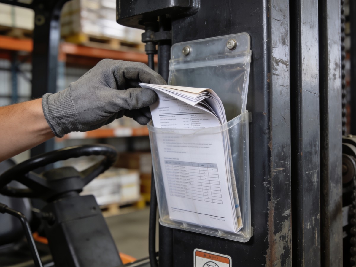 Manuale d'uso e manutenzione tenuto a bordo di un'attrezzatura di lavoro